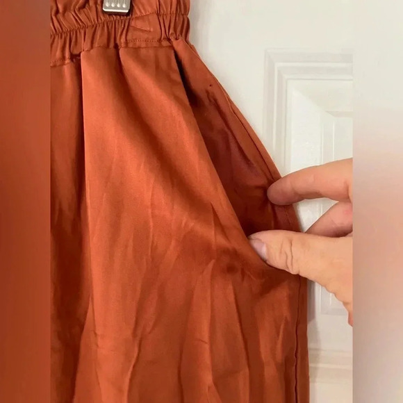 NWOT DIARRABLU Leer Palazzo Pants Large in Rust - Picture 8 of 11